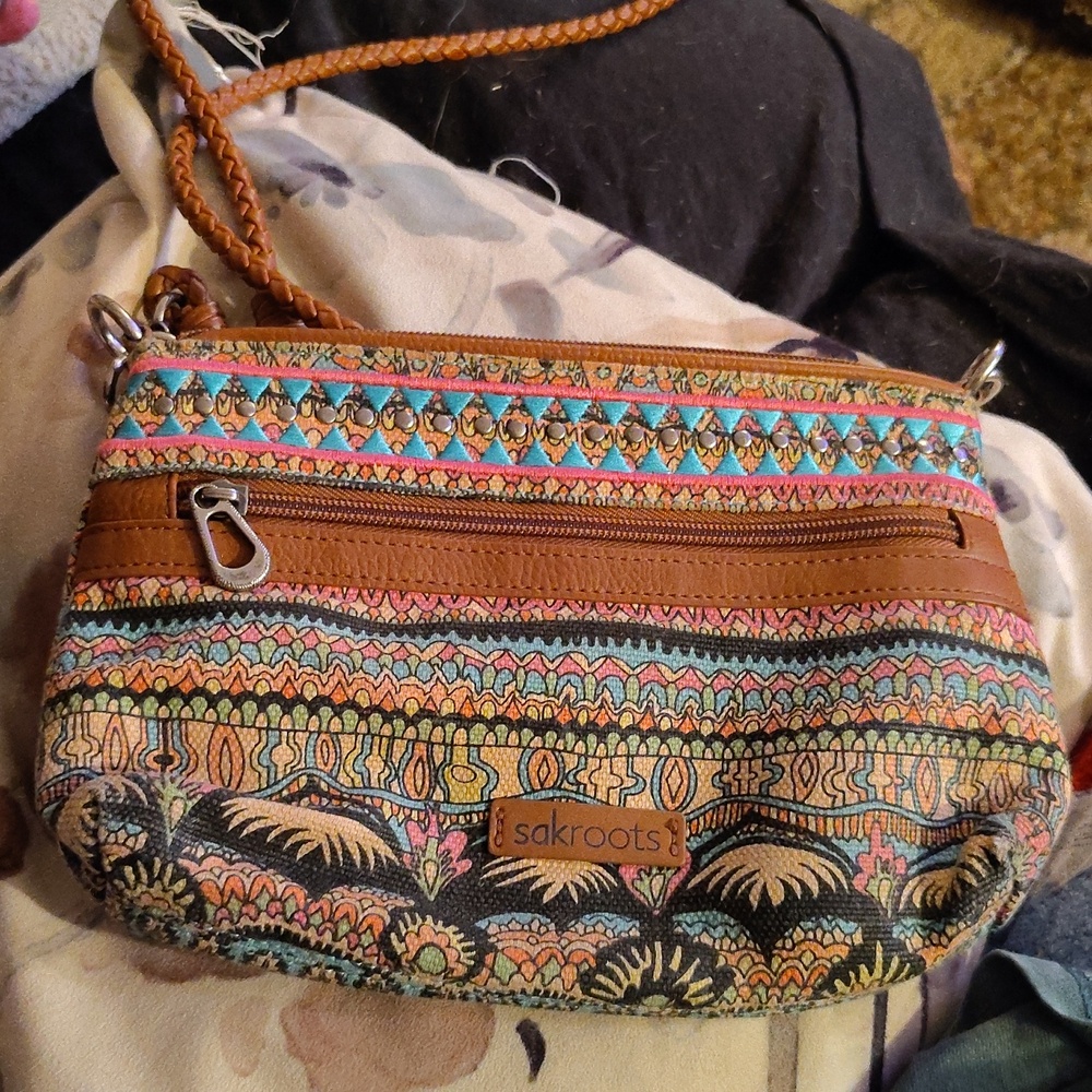 Sakroots Bag Wristlet Artist Circle Campus Mini Cross Body Purse Bag Wristlet